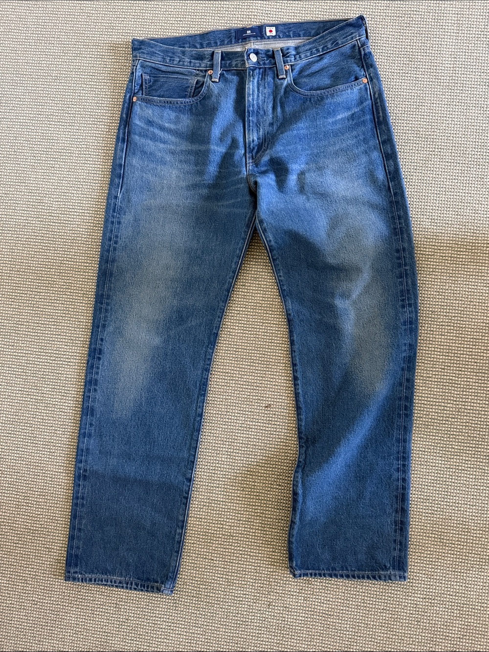 Straight Fit Men's Denim Jeans in Mid Blue